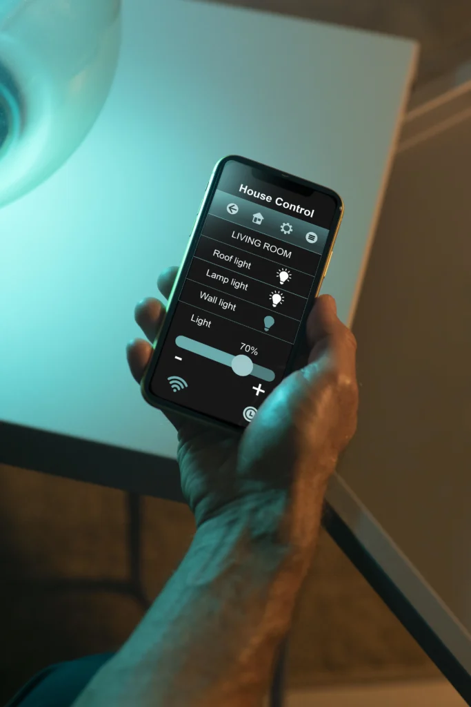 Controlling smart home lights and devices from a phone app to solve everyday household problems